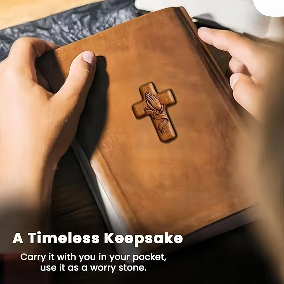 Prayer Cross Gift,Handmade Wooden Holding Cross - Christian Gifts for Women & Goddaughters,Baptism Gi/ft,Pocket Cros/s,Woode/n Prayer Cr/oss for Comfort & Faith,Woo/den Cro/ss for Christian Gifts