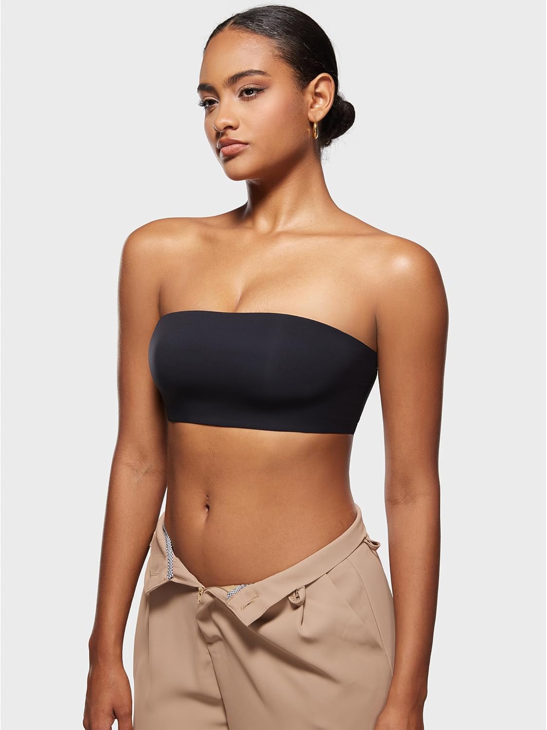 INLYRIC Women's Inbarely Strapless Bandeau Bra Bralette Tube Top Seamless Comfortable Stretchy Non Padded Bras Tops - Image 3