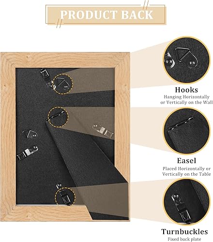 Miniatura 4 de Juego de 4 portarretratos de 5 x 7, marco de fotos de madera natural de 4 x 6 con paspartú o 5 x 7 sin paspartú con plexiglás para montaje en pared