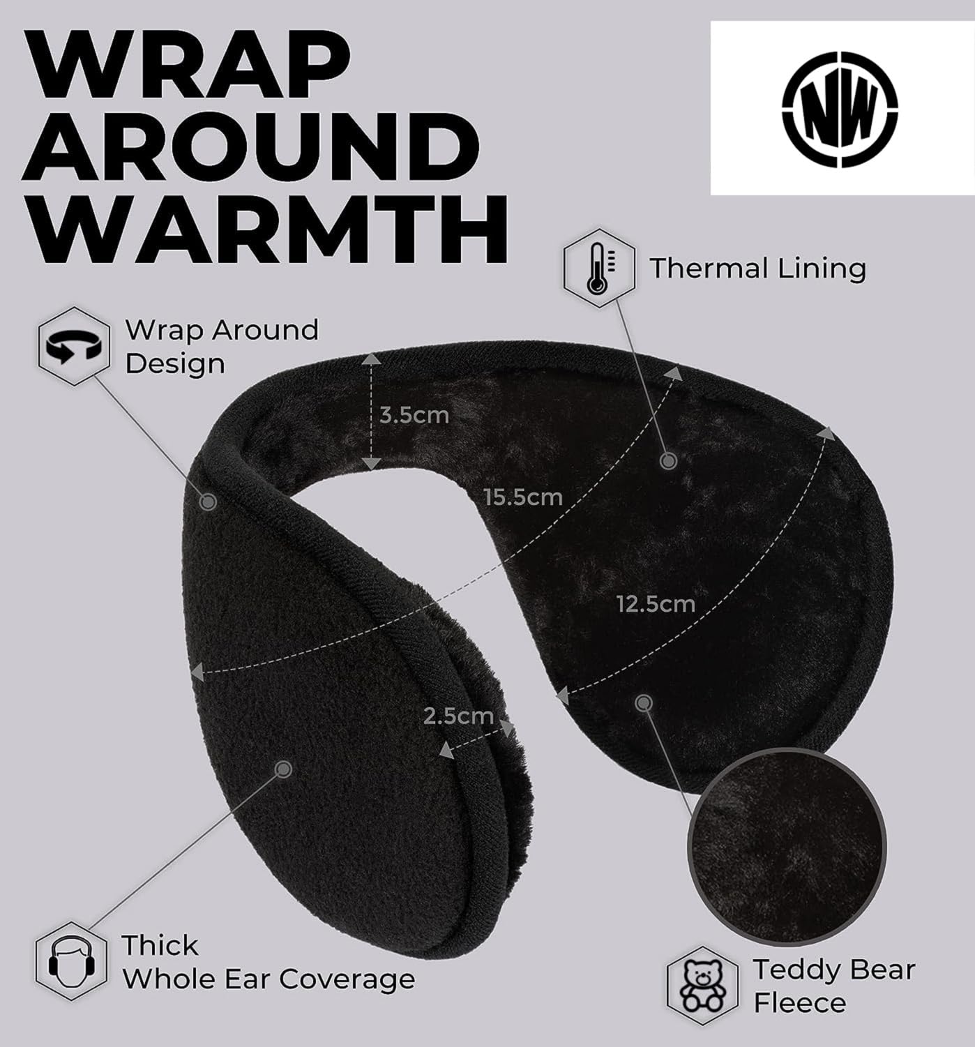 NORTHWIND Winter ear muffs for men, ear muffs for women, ear cover for winter, Behind The Head Style Winter Earmuffs for Men & Women (Black) 1
