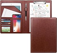 Vista 28 de WAVEYU Carpeta para CV, Portadocumentos, Portapapeles de piel sintética con cubierta para soporte legal, tamaño A4, para bloc de notas