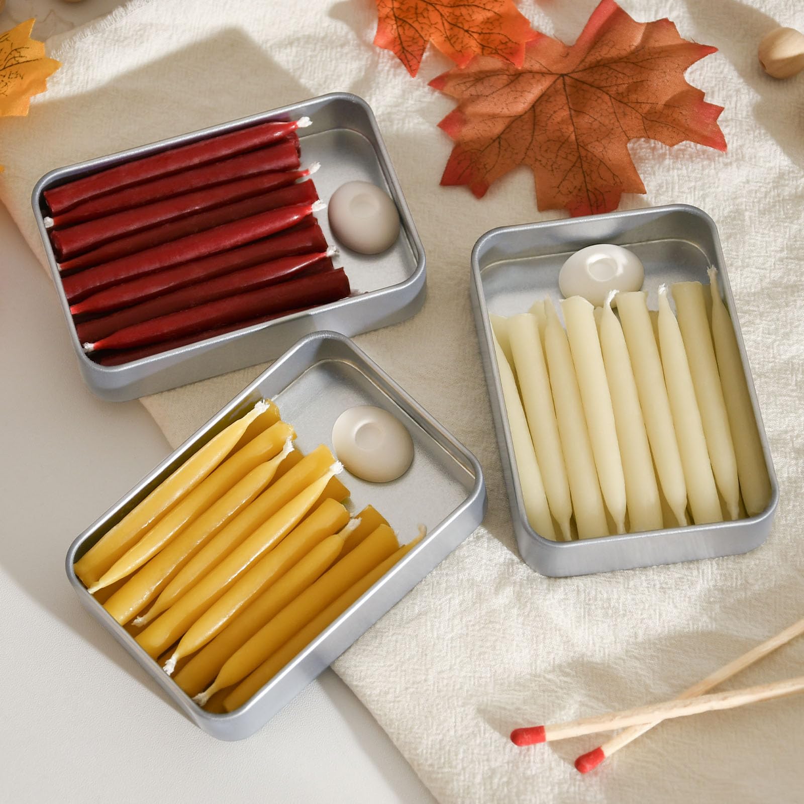 Velas de cera de abeja 100% pura de 20 minutos, mini velas cónicas de meditación consciente, sin humo y sin goteo con soporte para yoga, oración, relajación (amarillo, paquete de 120)