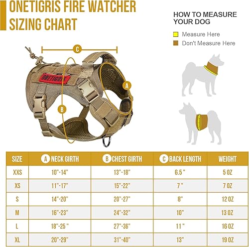 Miniatura 3 de OneTigris Arnés táctico para perro, chaleco de servicio sin tirones con paneles de gancho y bucle, arnés ajustable para perro, para caminar,