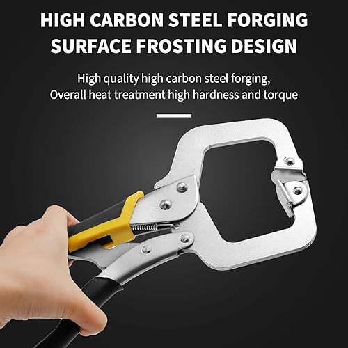 Miniatura 4 de Juego de 2 alicates de bloqueo resistentes con abrazadera en C de 11 pulgadas con almohadillas giratorias para artesanos, taller en casa,