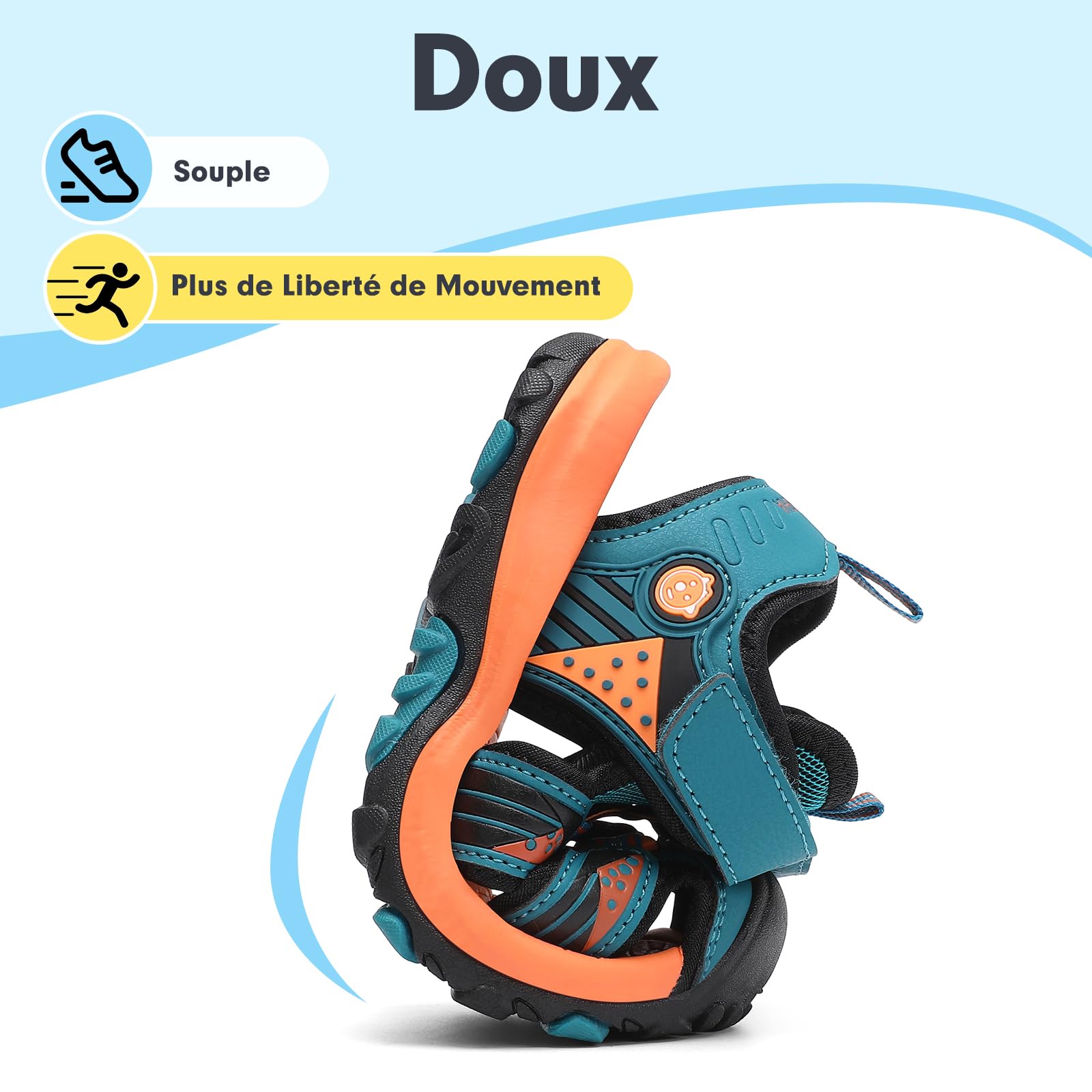 Mishansha Sandales Sport Garçon Bout Fermé Été Chaussure de Randonnée Enfants Respirantes 24-39 EU