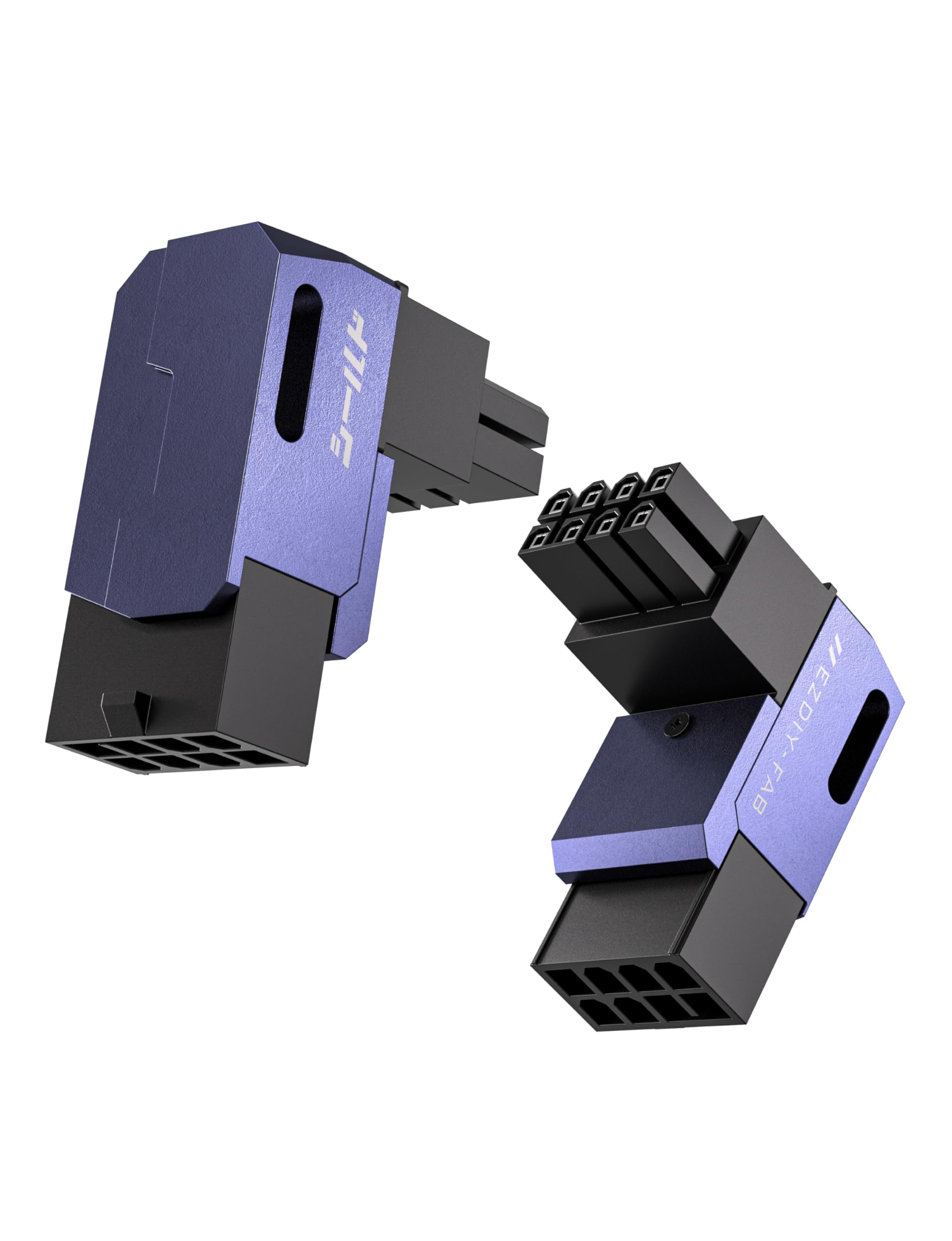 EZDIY-FAB Shield Series GPU PCIe 8 Pin Power Adapter 90 Degree Angled Connector Aluminum Design for Graphics Cards - Standard Type, Violet - 2 Pack