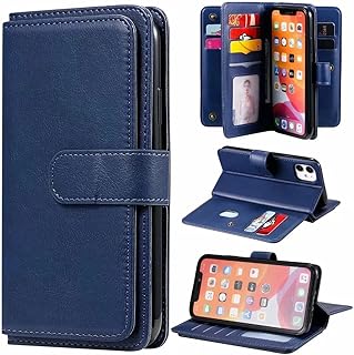 Funda para Google Pixel 8, de piel sintética, a prueba de golpes, con 10 ranuras para tarjetas, función atril, cierre magnético, protección completa, para Google Pixel 8, color azul