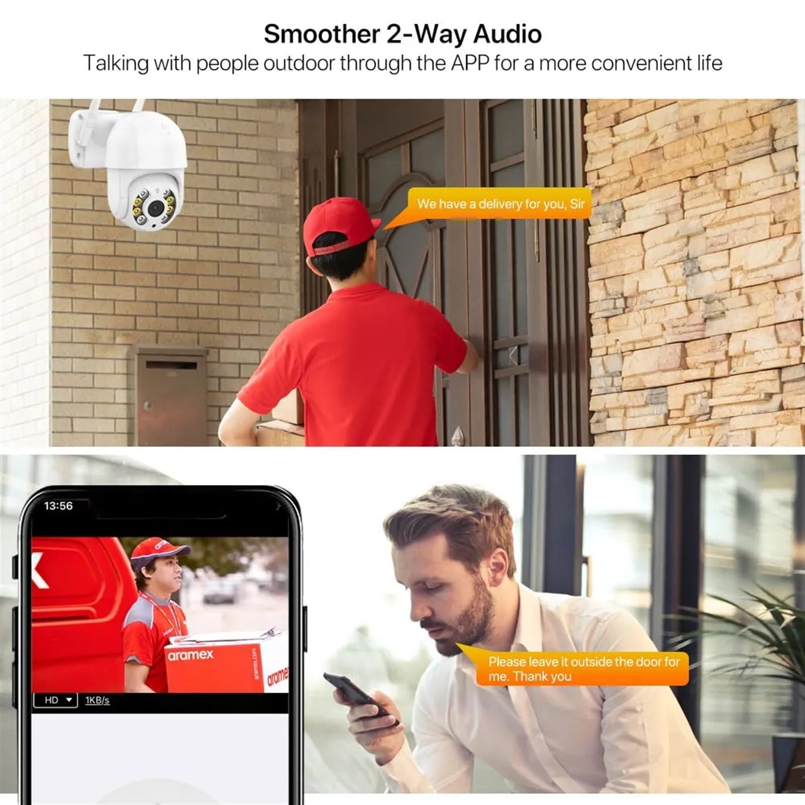 Kamera bezpieczeństwa, Kamera IP 4K 8MP podwójny obiektyw ekran kamera PTZ zewnętrzna 4MP AI automatyczne śledzenie bezpieczeństwa P2P nadzór wideo(4MP Add 32G)