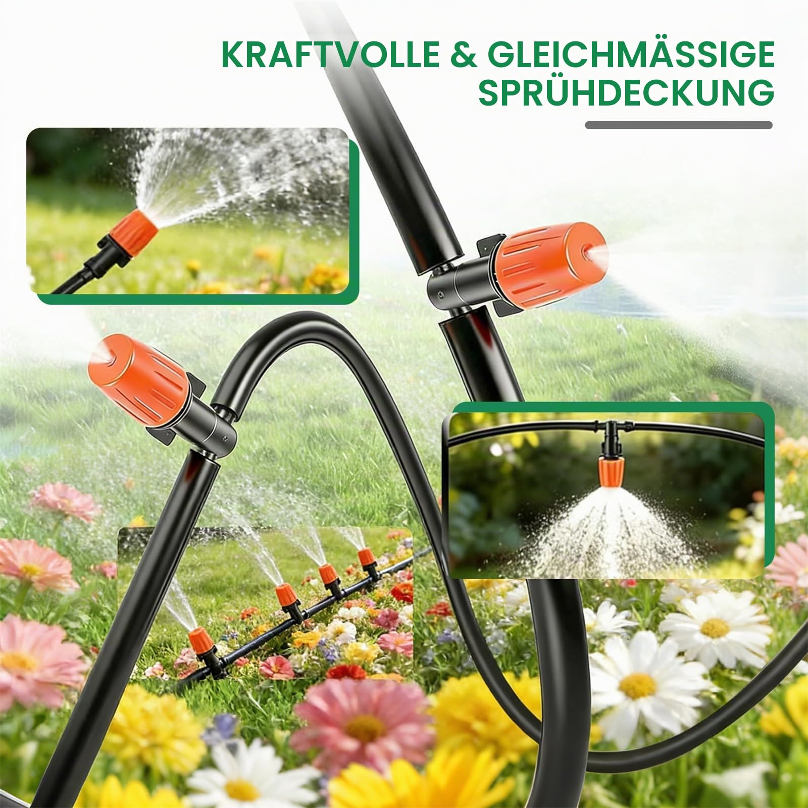 Garten Bewässerungssystem,340Pcs Garten Bewässerung Kit,55M+15M Bewässerungsrohre,Automatik Tröpfchenbewässerung Gartenbewässerung Misting Kühlsystem für Landschaft,Flower Bed und Terrasse Pflanzen