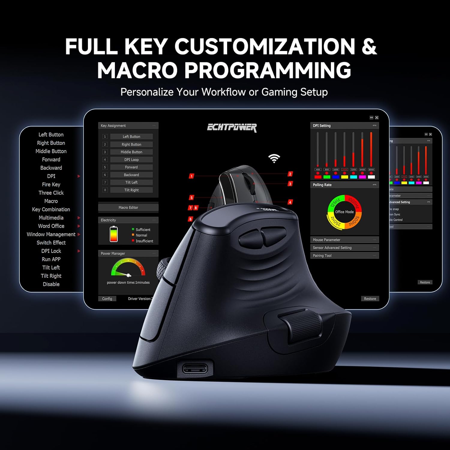 Screenshot of ECHTPower mouse customization software