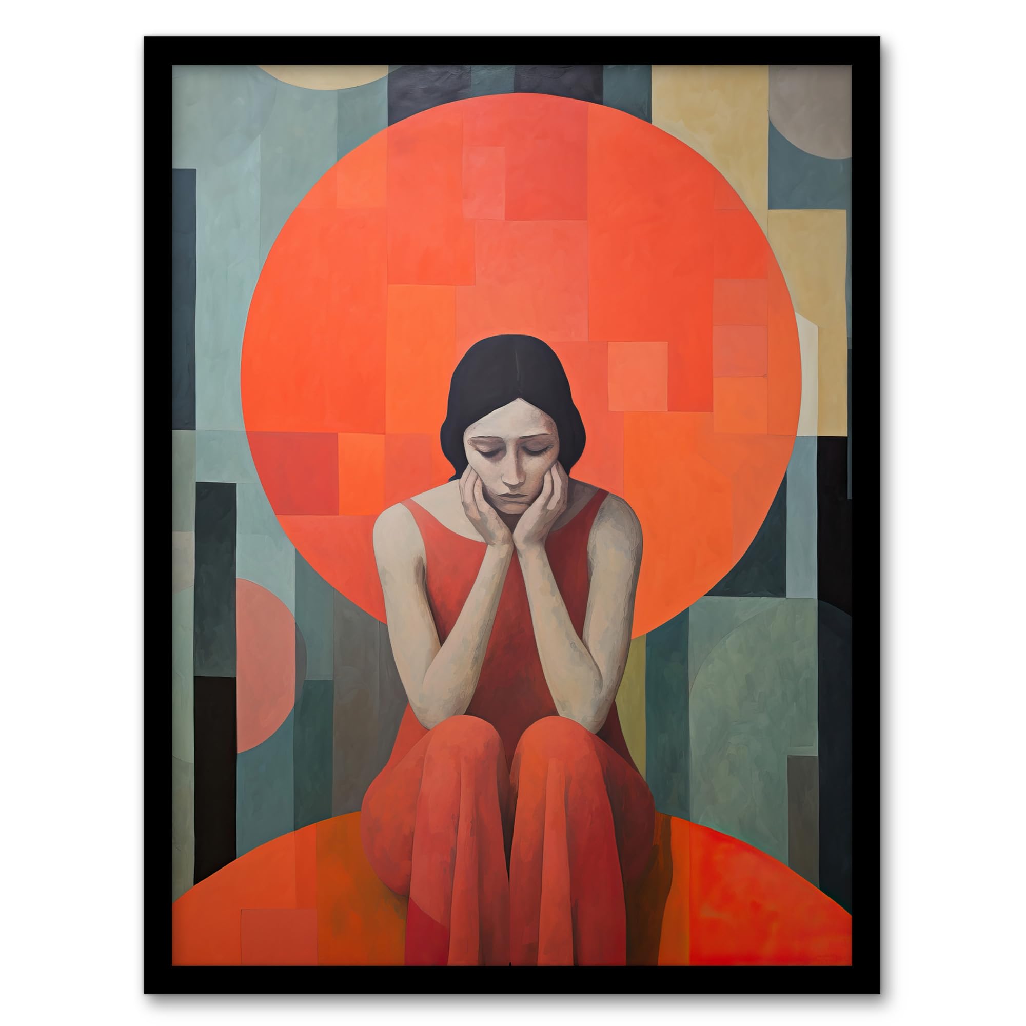 Women's Troubles Orange Moon Portrait Wall Art Poster Print Picture