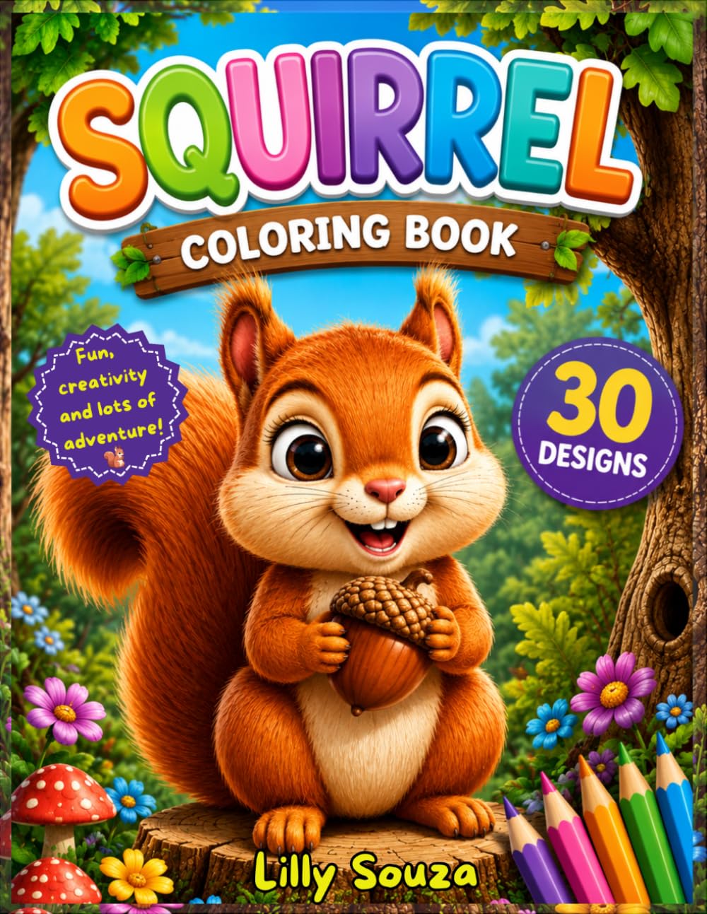 The Little Squirrel's Coloring Adventure: 30 Adorable Coloring Pages for Kids