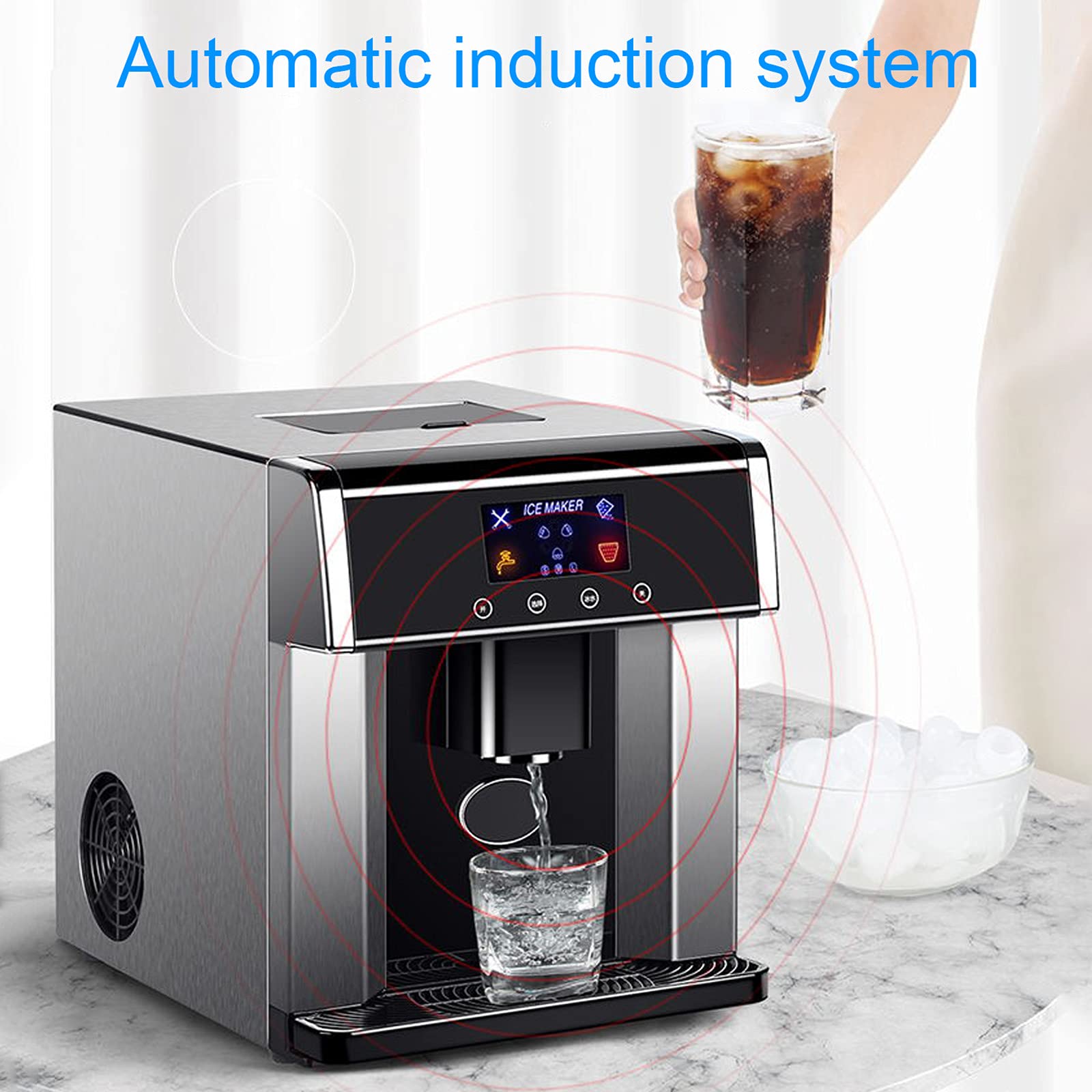 Dntum Home Desktop Ice Maker, 2-In-1 Multi-Function Ice Maker, LED Smart Touch Screen, 6-8 Minutes Quick Ice Making, Ice Maker For Home Bar And Kitchen on Fridge.com - View 5