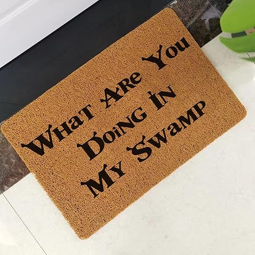 Miniatura 5 de Tapete divertido con texto en inglés What are You Doing in My Swamp Tapete para puerta delantera, entrada, exterior, marrón, regalo de inauguración