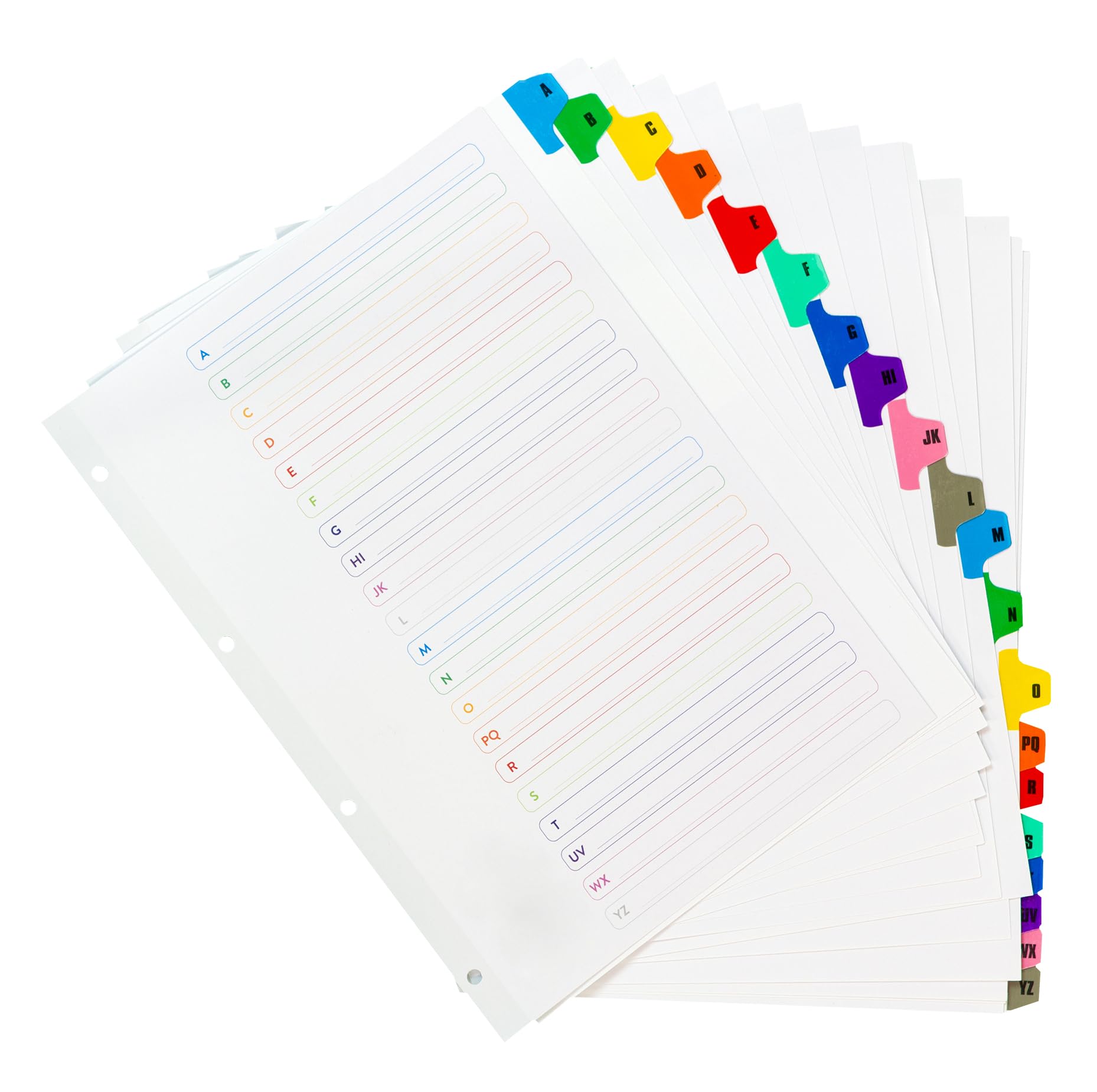 A4 A-Z Alphabetical 20 Part File Subject Dividers (5 Pack) Mylar Reinforced Plastic Multi Coloured Index Tabs Multi Punched - Image 3