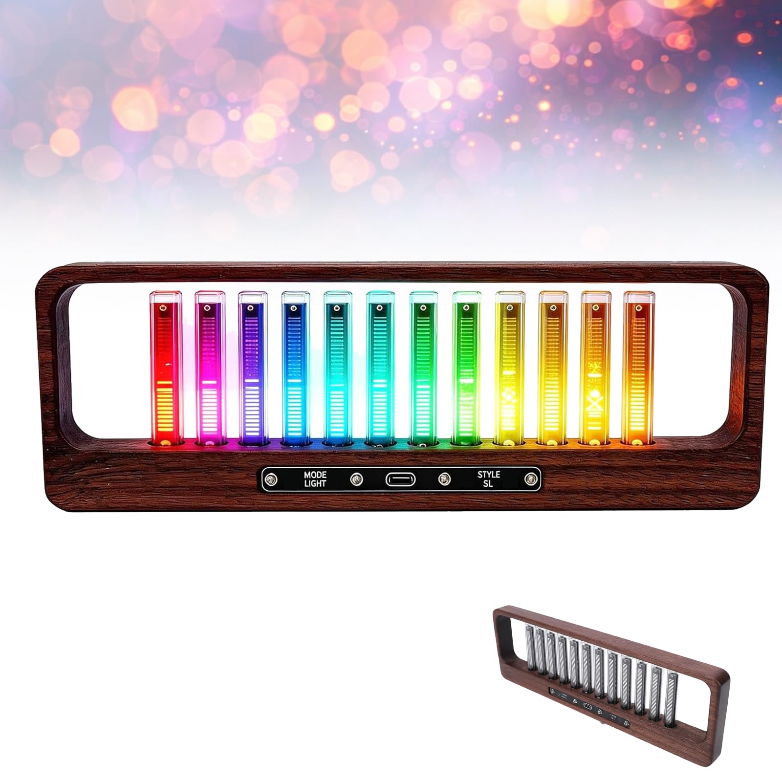 Wyświetlacz LED widma muzycznego, lampa widma z odbiorem dźwięku RGB, z automatyczną regulacją wzmocnienia (AGC), regulowana czułość jasności i koloru, do użytku domowego i imprezowego