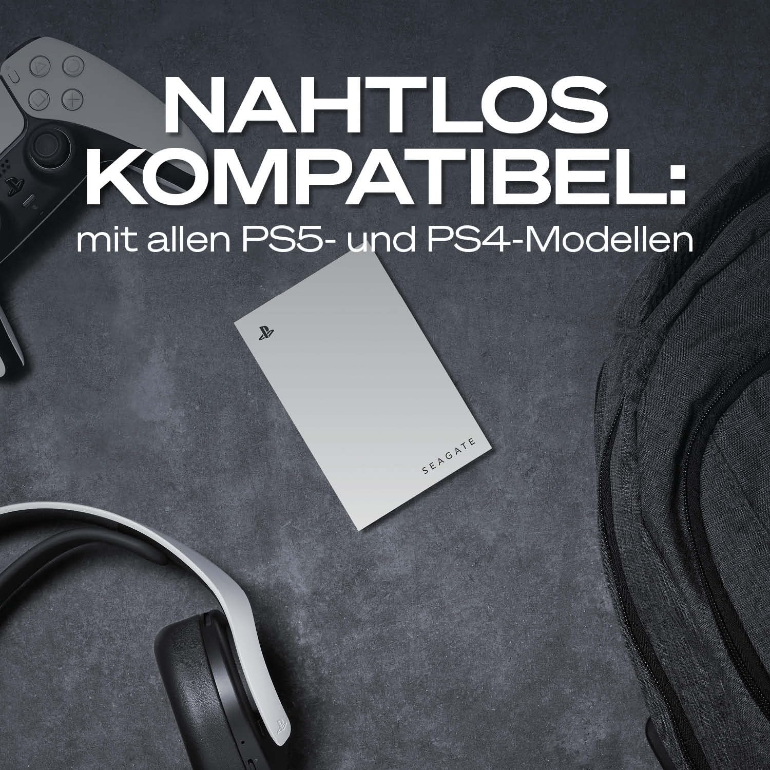 Seagate Game Drive PS4/PS5 2TB tragbare externe Festplatte 2.5 Zoll USB 3.0 weiß