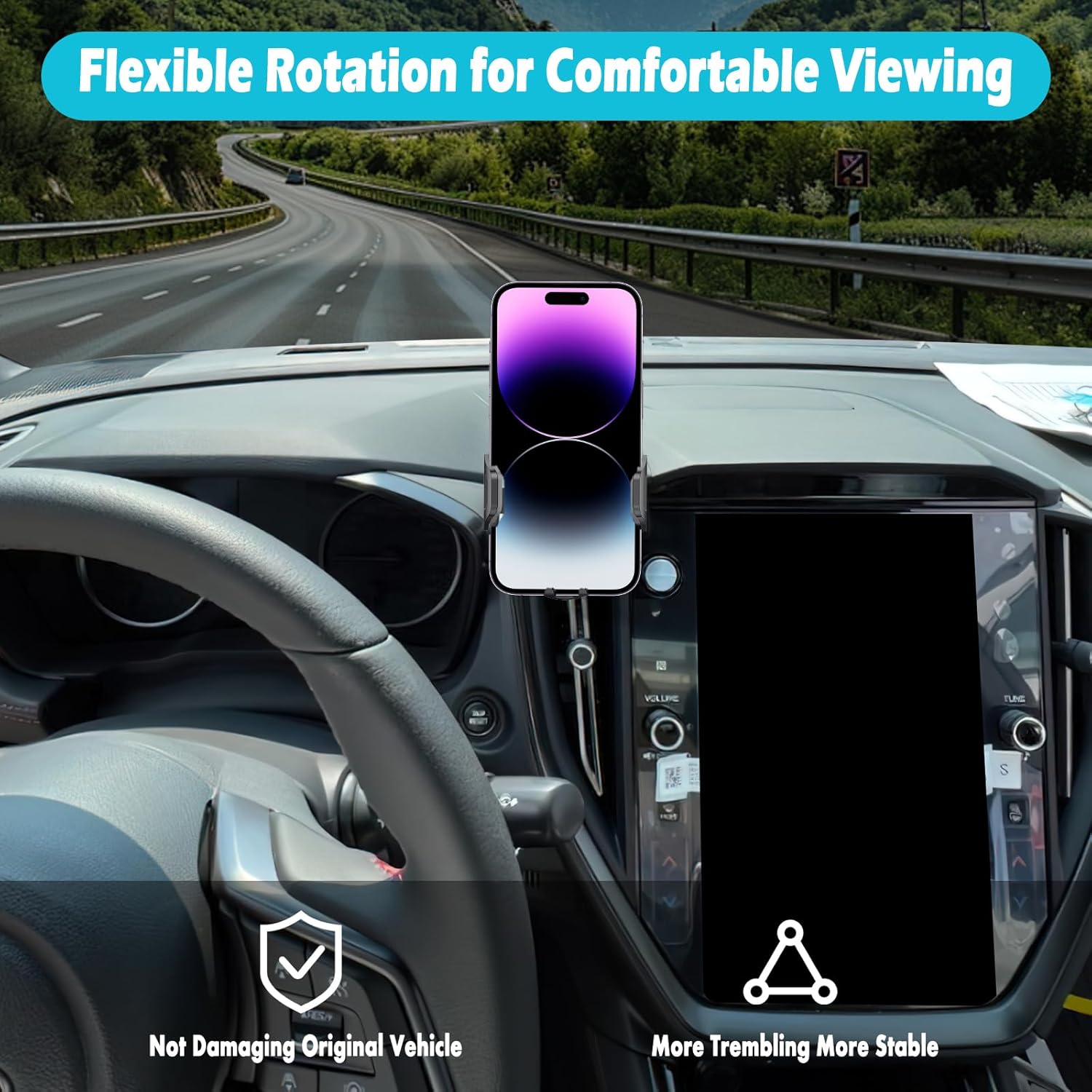 Car Phone Holder Fits for Subaru WRX 2022-2025，Crosstrek 2024 2025，Impreza 2024 2025 Accessories,Thick Cases Friendly,Cell Phone Mount for 4-7 in Phones,360 Degree Rotation,Easy to Install
