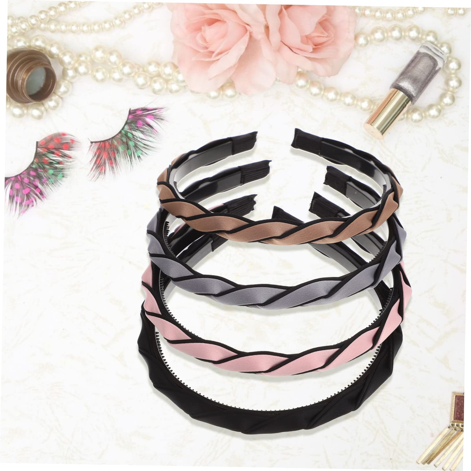 Ipetboom 16pezzi Cerchietti Antiscivolo Per Donne Accessori Eleganti Stile Per Feste e Grigio Rosa