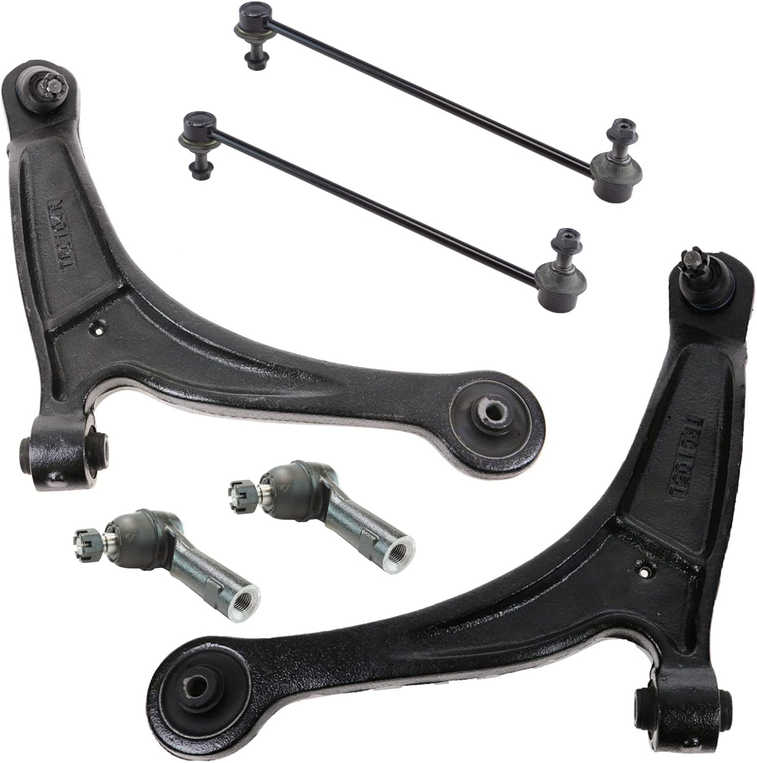 TRQ Front Steering & Suspension Kit Control Arm with Ball Joint Sway Bar Stabilizer Link Tie Rod Compatible with 2006-2014 Honda Ridgeline