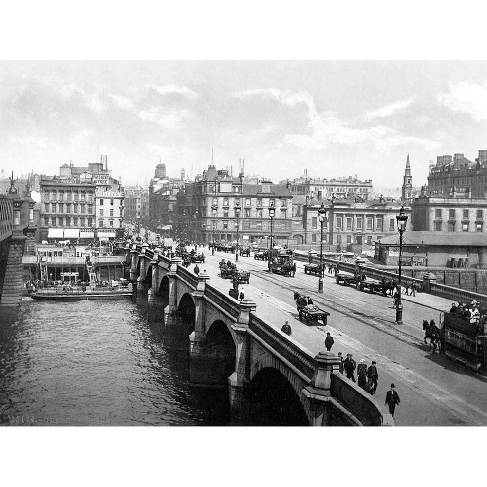 Wee Blue Coo Glasgow The Bridge Scotland Vintage History Old BW Art Print Poster Wall Decor 12X16 Inch