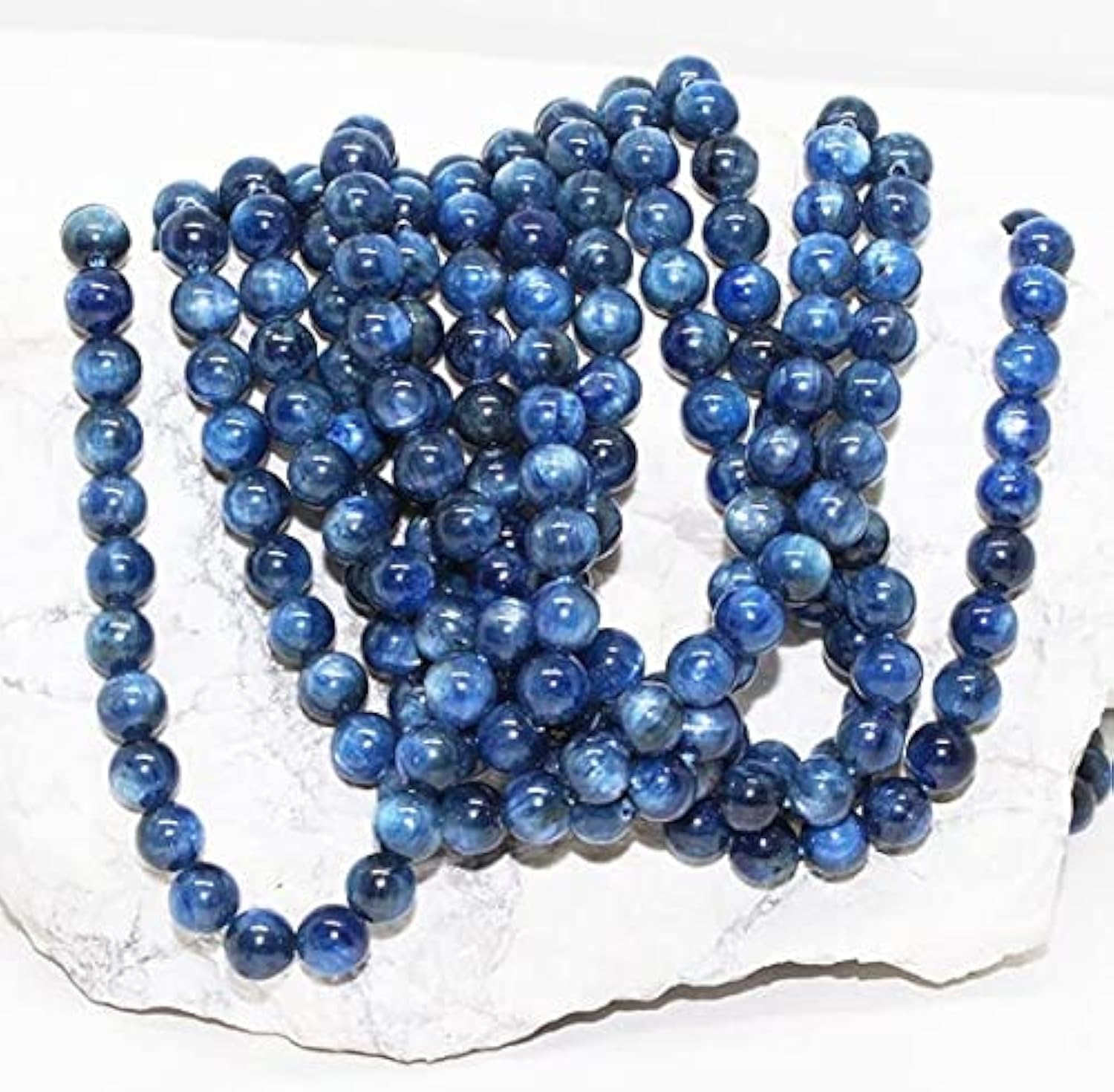Perles de cyanite bleue naturelle pour composer vos propres bracelets de lithothérapie bien-être