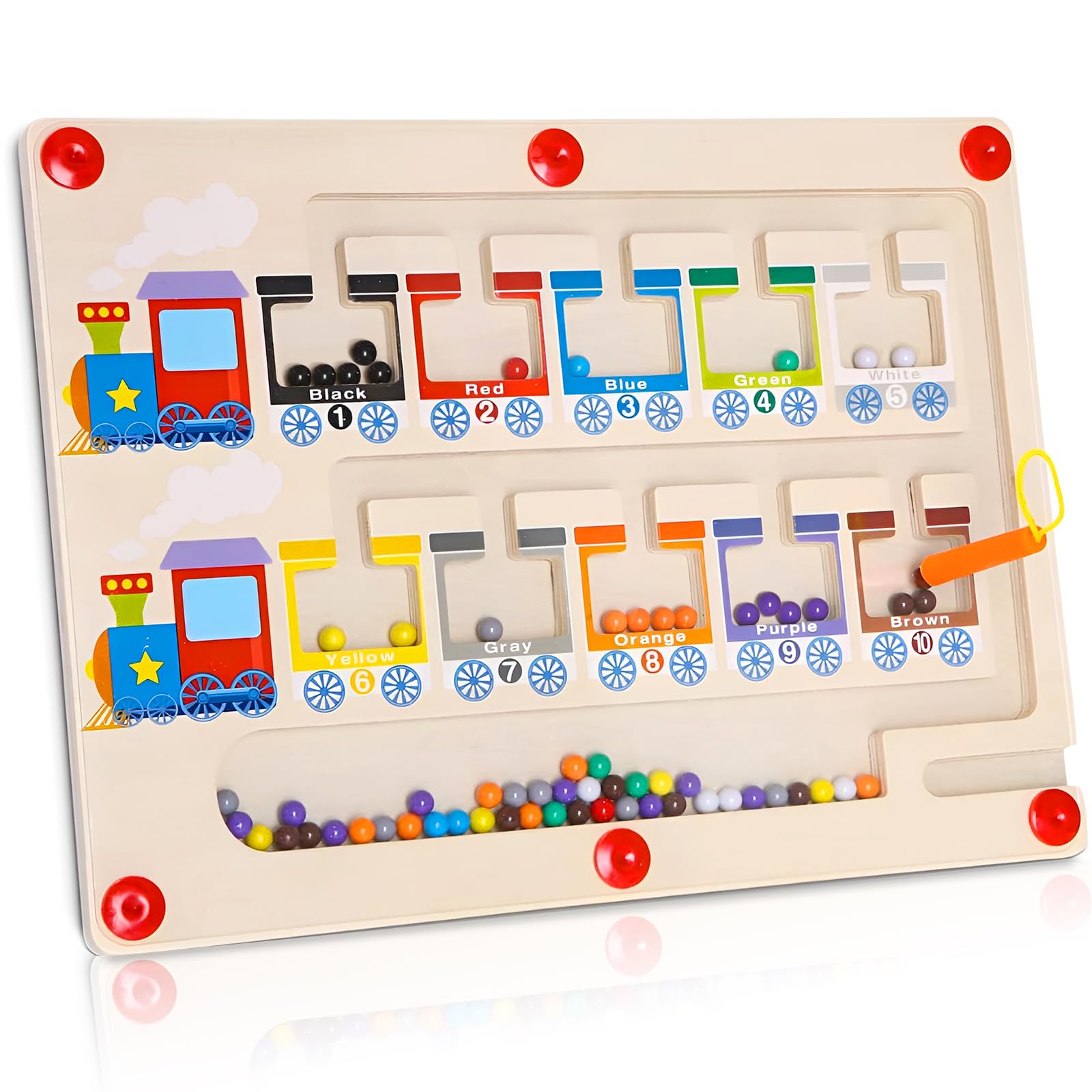 RZMZBY Labirinto Magnetico Bambini e Puzzle di Legno 2 in1, Gioco Magnetico Bambin di Colori e Numeri in Legno, Giochi Educativ Montessori 2 3 4 Anni