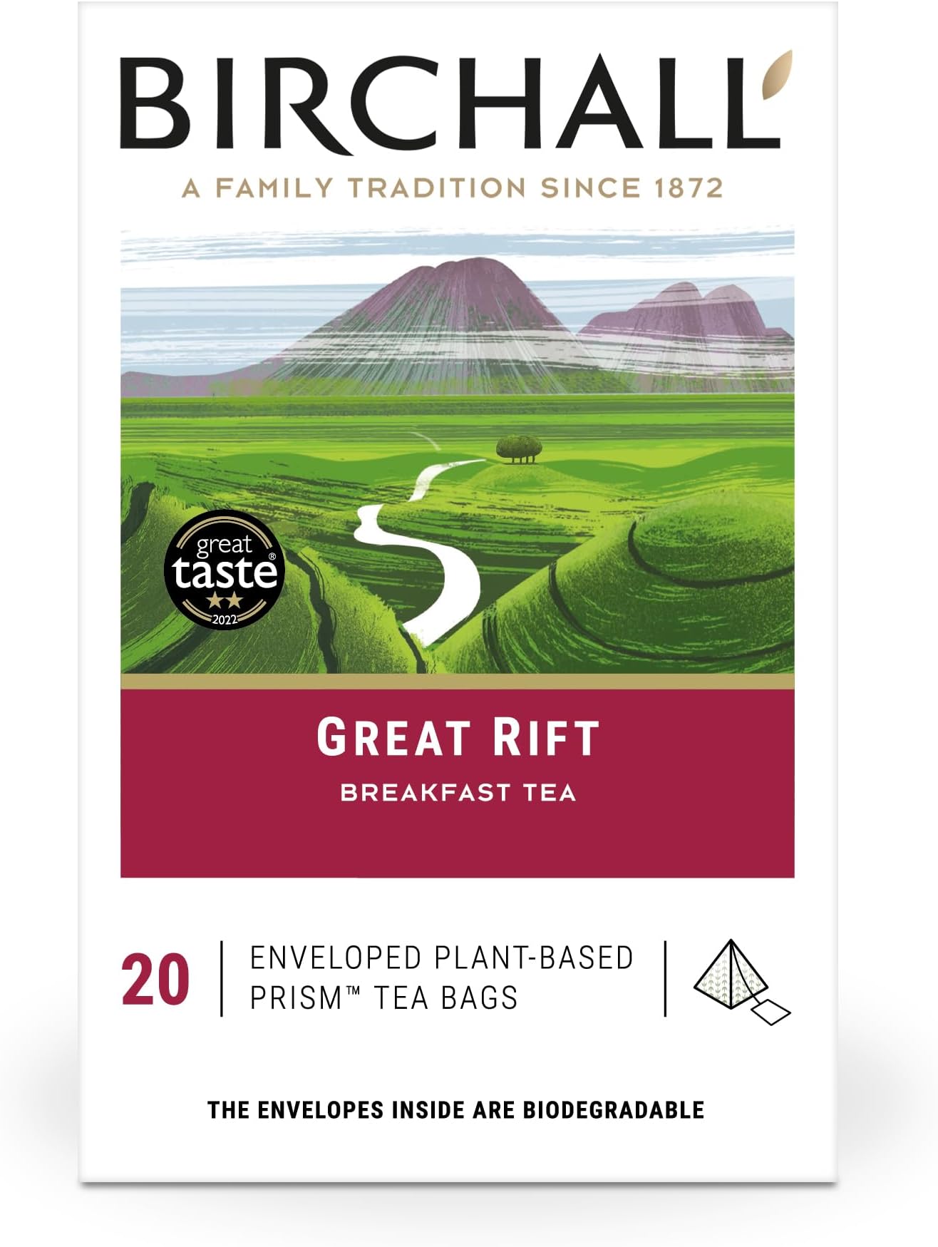 Birchall Tea | Great Rift Breakfast Blend | Black Tea | 1 Pack of 20 Enveloped Plant-Based Prism Tea Bags