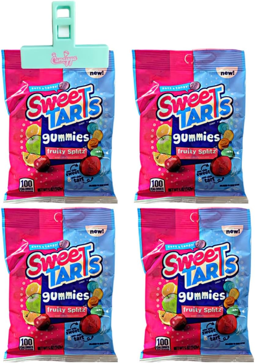 Gummies Fruity Candy 5 Ounce bags 1.4 pounds total with Exclusive Candyya clip (4 Pack)