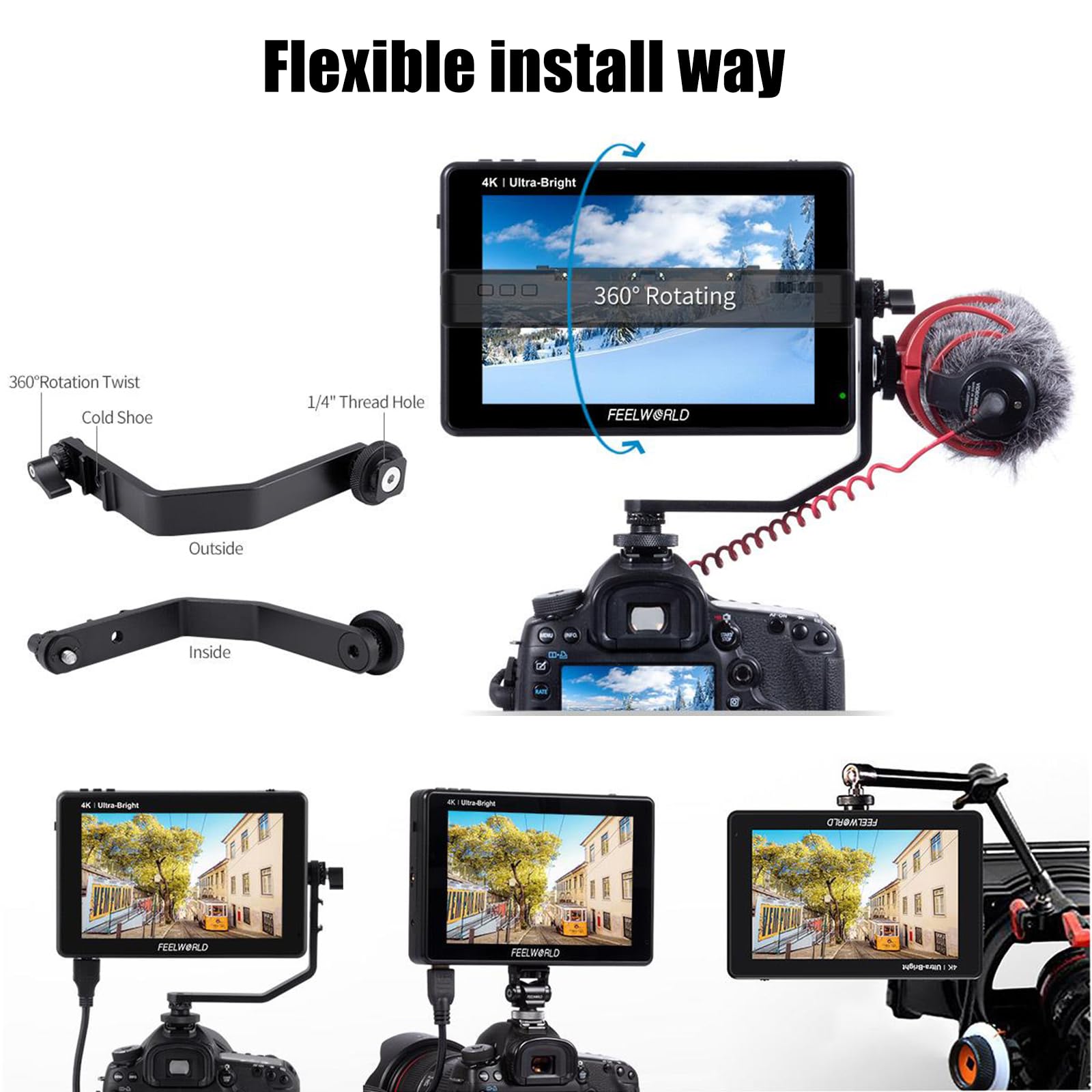 Moniteur DSLR LUT7 7 Pouces - écran Tactile IPS 1920x1200, 2200 Nits, Forme D'onde, Pour Caméras Vidéo
