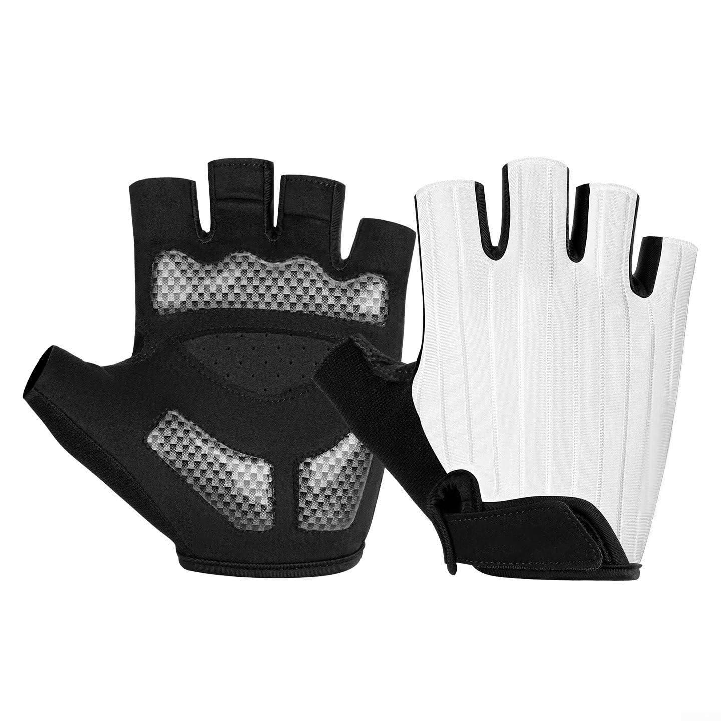 Guantes Ciclismo con Pad Silicona 3mm Anti-Vibración Palma(White-S)