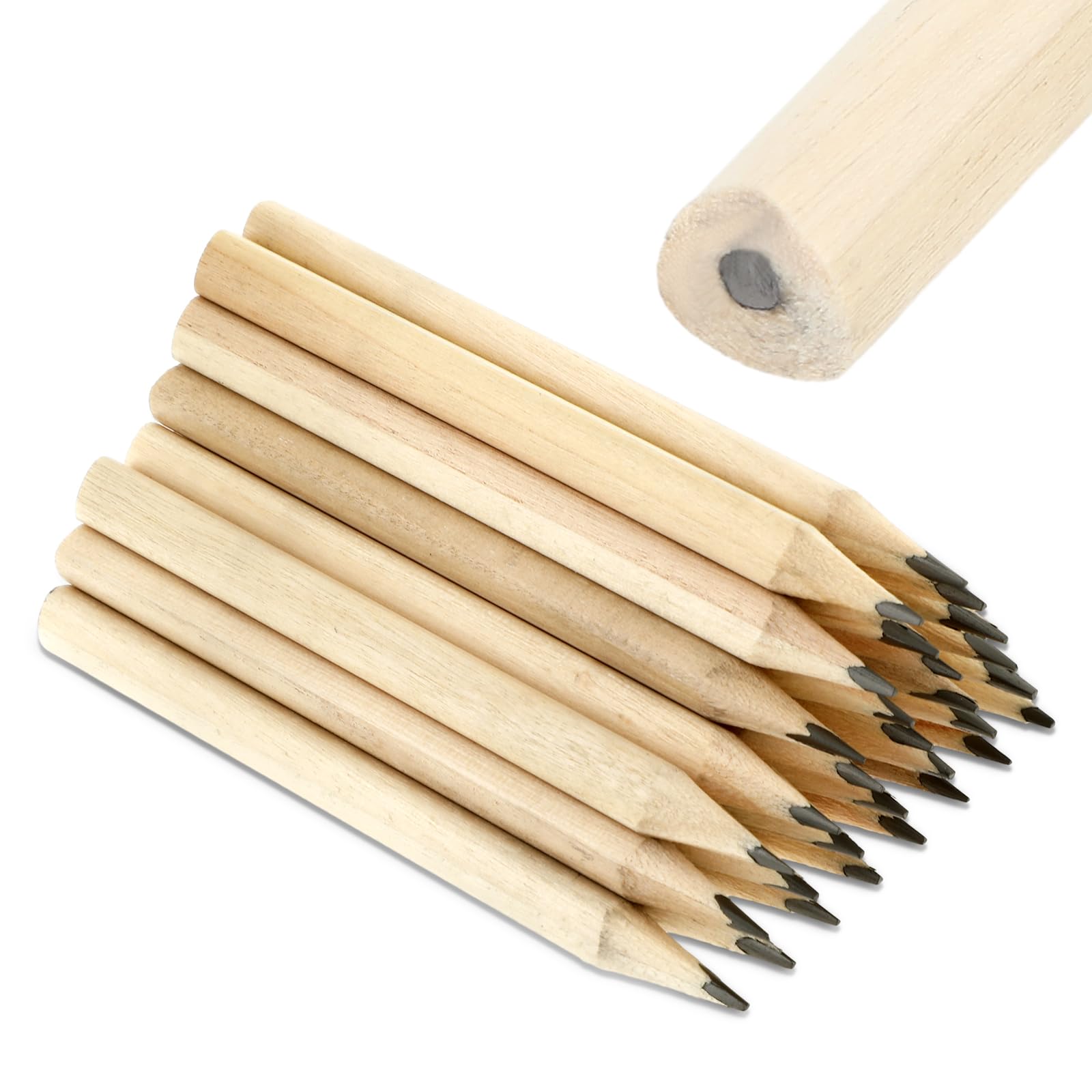 LWMLWM 40 mini matite corte in legno con gomma da cancellare, mezza matita, da golf, per bambini in età prescolare, asilo, scuola, casa (10 cm