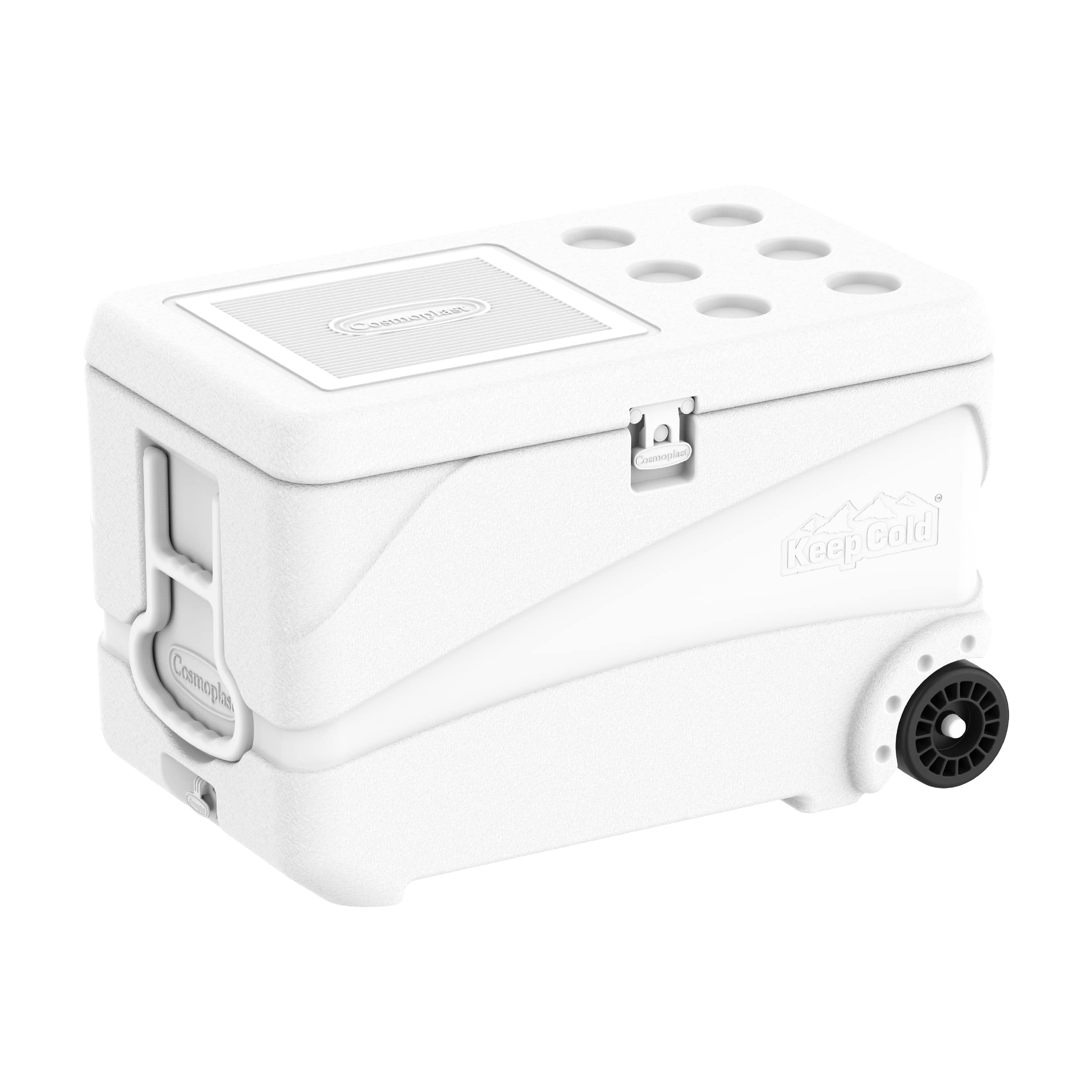 Cosmoplast 84L Keepcold Deluxe Icebox With Wheels, White