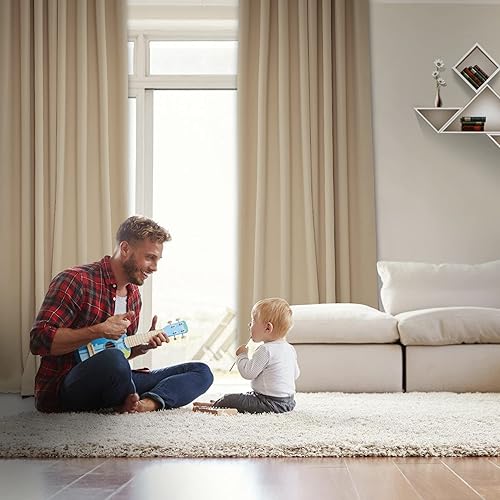 Miniatura 7 de Kinryb Cortinas de invierno opacas totales, cortinas beige de 84 pulgadas de largo, cortinas de doble capa con ojales con forro negro, cortinas