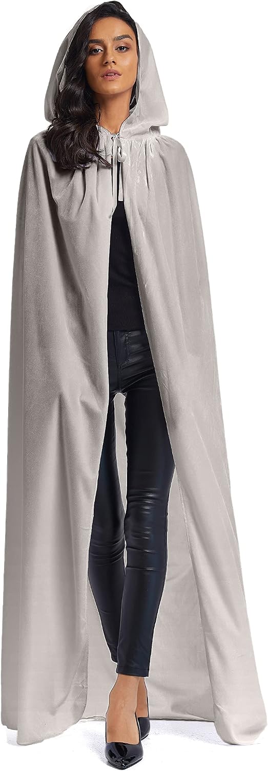 Evlatte Velvet Cloak, Adult Hooded Cloak Velvet Cape Halloween Witch Costume for Men and Women Cosplay Costumes