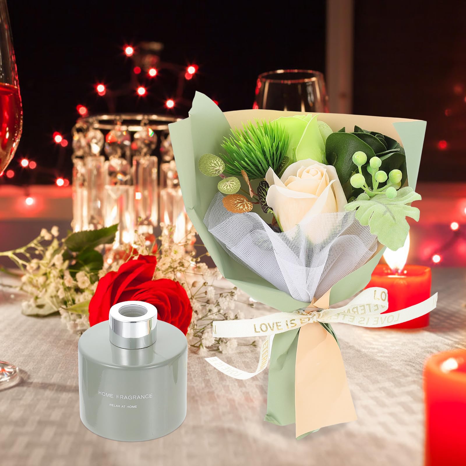 Alipis Obsequio de Flor de Jabón, Ramo de Jabones Artificiales, Caja de Obsequio, Flor de Jabón Aromática, Alta Brillantez, Hecho a Mano, Fragancia Duradera, para San Valentín y Bodas