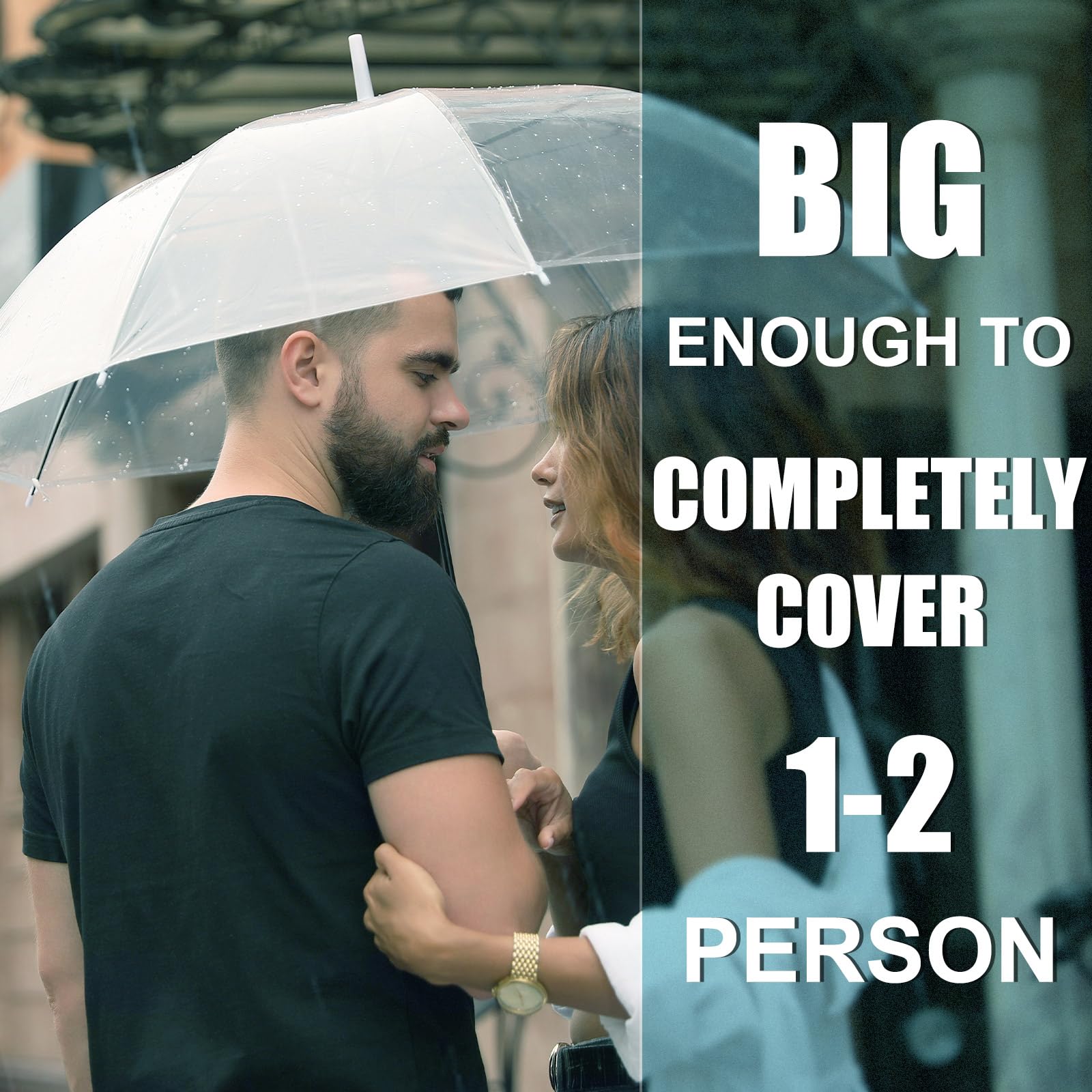 Hestya 16 Pezzi Ombrelli Bianchi Trasparenti per Matrimonio 102 cm a Cupola Trasparente Antivento Ombrello Semiautomatico con Manico Curvo Accessori Matrimoni per Unisex Sposa Damigella d'Onore Festa