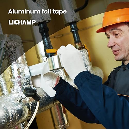 Vista 3 de Lichamp Cinta de papel de aluminio HVAC, cinta aislante de metal para conductos, sellado de aire acondicionado de CA, 2 pulgadas x 70 yardas