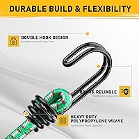 Vista 23 de Cuerdas elásticas resistentes al aire libre: 20 piezas de cuerdas elásticas de goma premium con ganchos en un tarro de almacenamiento incluye cuerda