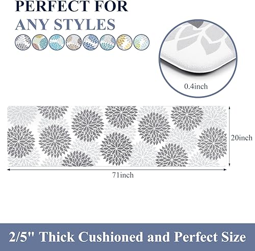 Miniatura 2 de HEBE Juego de 2 tapetes de cocina antideslizantes para el suelo, tapetes de cocina acolchados y impermeables, cómodos para cocina, oficina en casa,