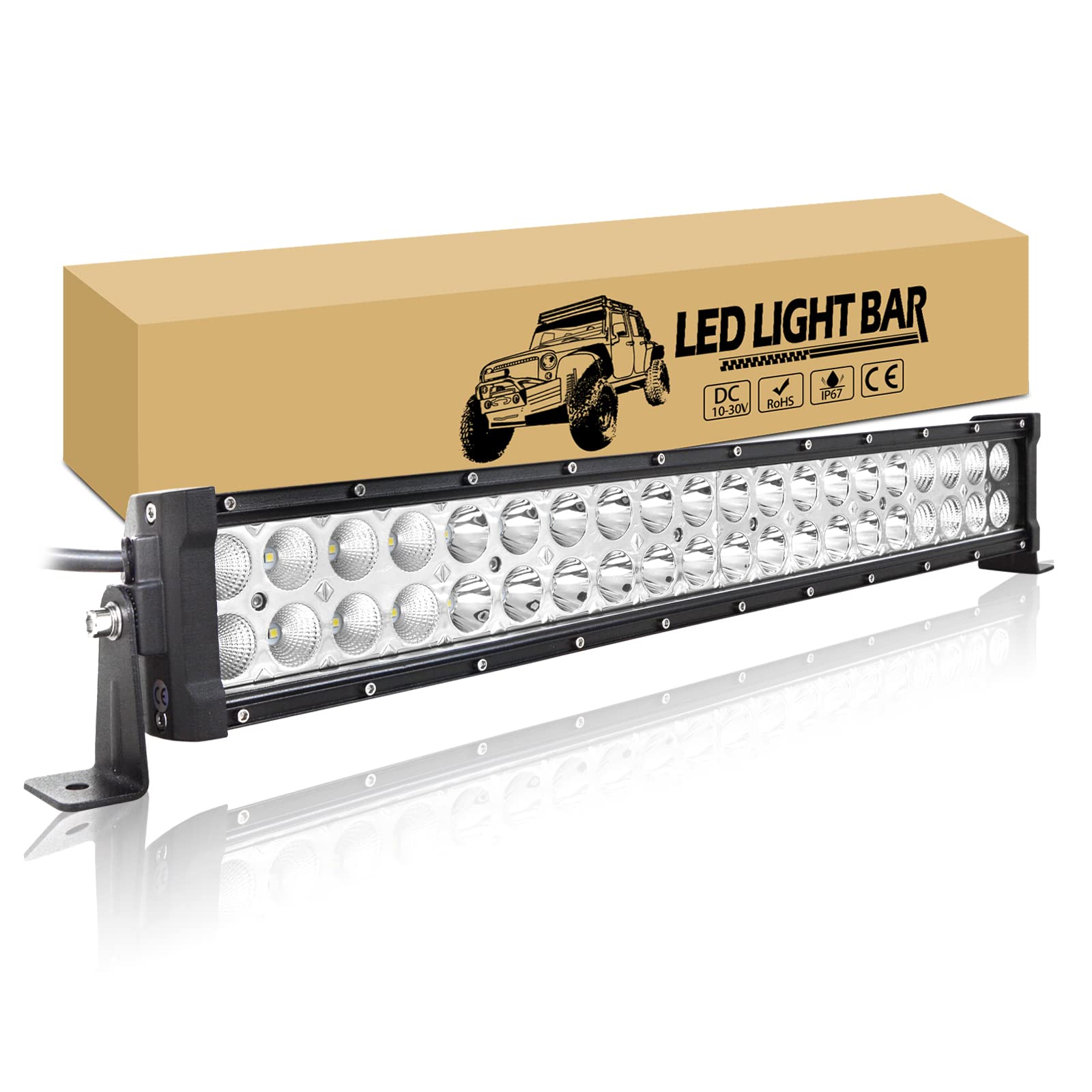 RIGIDON 22 pollici 56 cm 120W Dritto Barra Luminosa LED Fuoristrada 12V 24V | Barra Luci di Lavoro, Offroad Led Light Bar per Auto Camion SUV UTE ATV Barca 4x4 Veicoli, Impermeabile 6000K Bianca