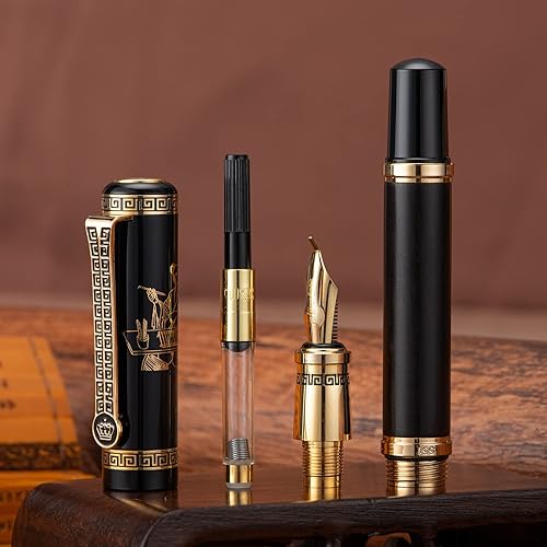 Miniatura 5 de Lanxivi Duke Fude - Pluma estilográfica de punta doblada de ébano, Sima Qian Memorial, pluma estilográfica de tamaño medio a ancho, dibujo