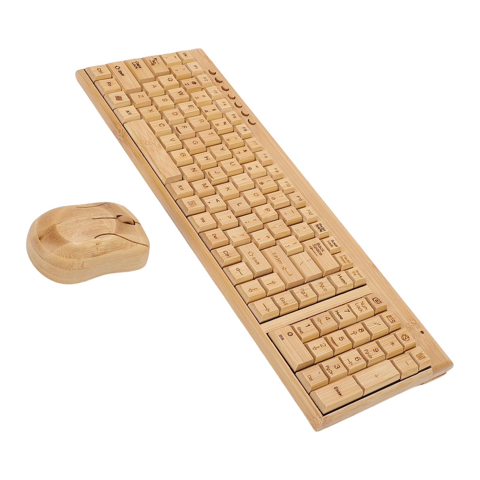 VBESTLIFE Combinación de Teclado y Ratón Inalámbricos, Diseño Artesanal íntegramente en bambú con Conexión de 2,4 GHz, para Escritorio, Portátil y Varios Sistemas Operativos