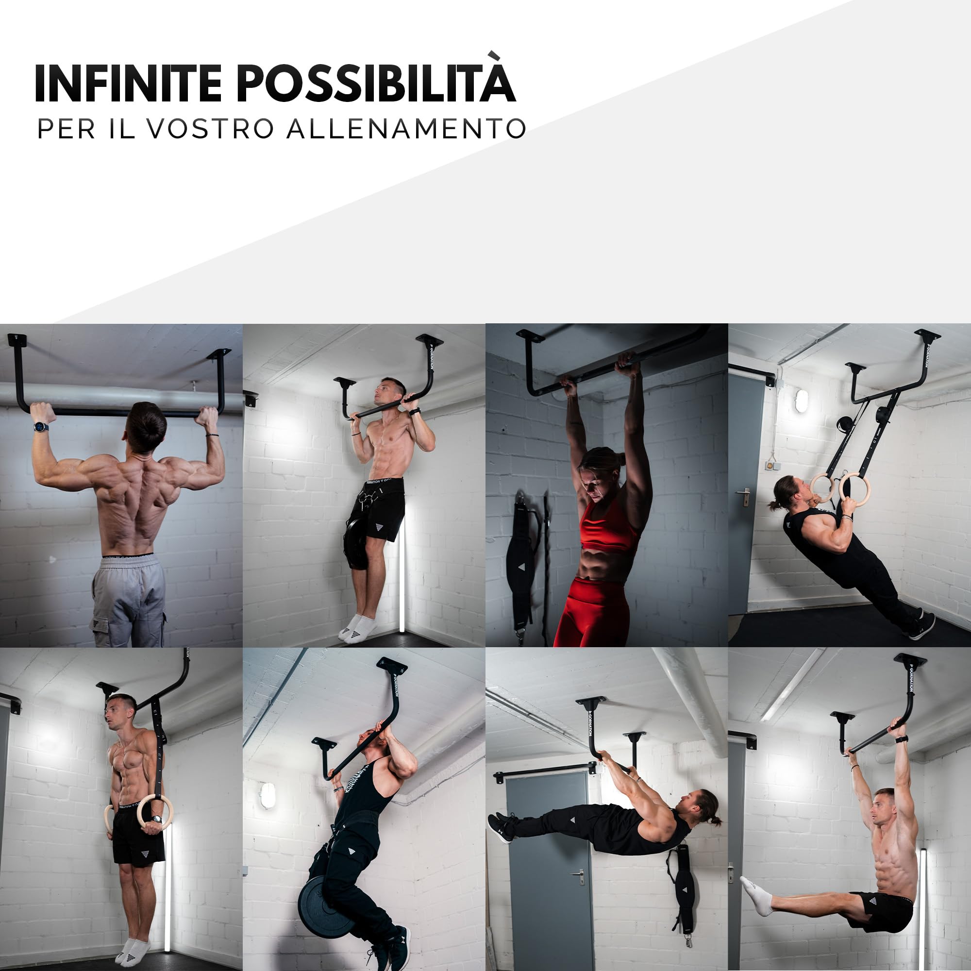 GORNATION Sbarra per Trazioni a Muro, Barra Trazioni Muro o Soffitto, Pull Up Bar Multifunzionale Antiscivolo, Stabile e Resistente, Ideale per Calisthenics, Trazioni, Chin Ups e Allenamenti a Casa