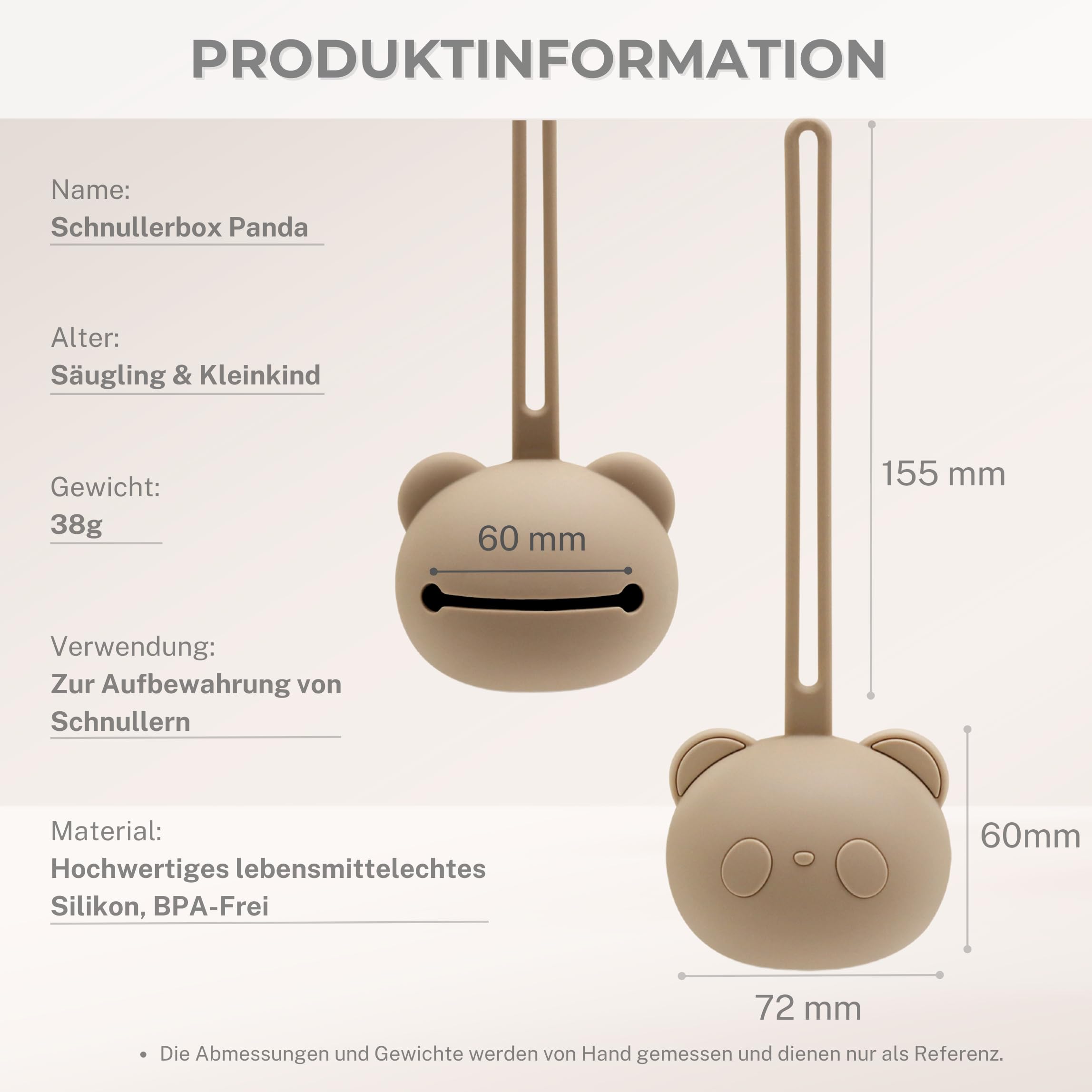 CAJA Dummy Box Set of 2 Dummy Storage Silicone BPA Free Hygienic Storage for Babies and Toddlers Panda Design High-Quality Baby Accessories Gift for Birth and Baby First Equipment - 3