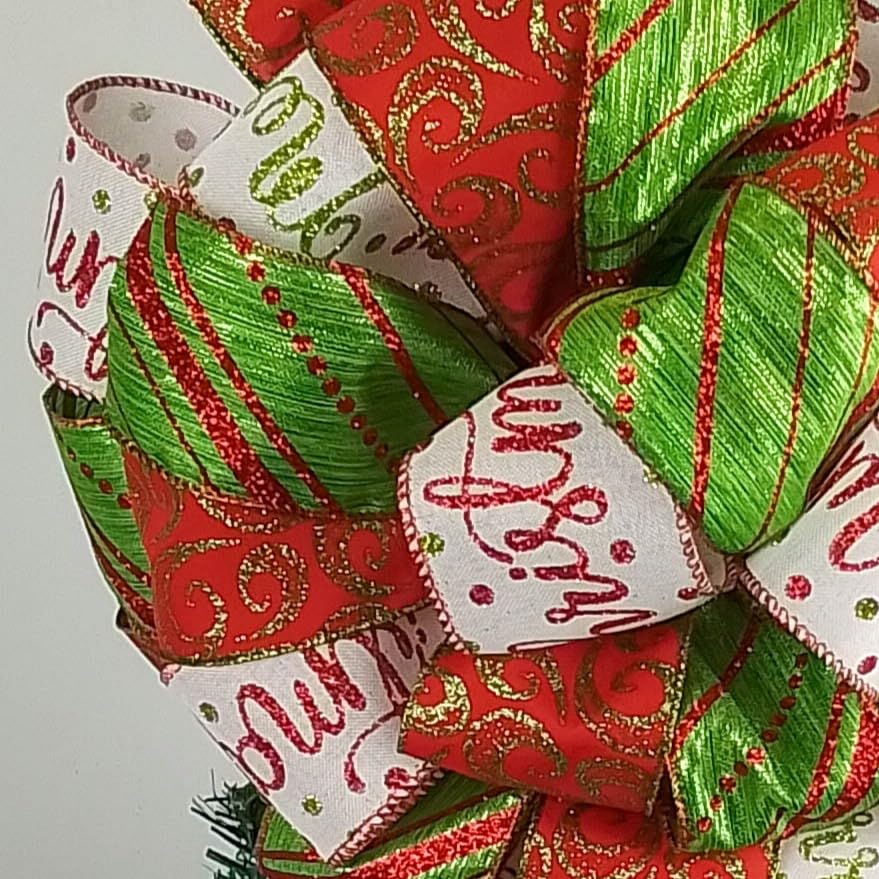 Miniatura 5 de Christmas Tree Bow, Red Lime, Matches Green Monster, Lime Green Christmas Tree Topper Bows