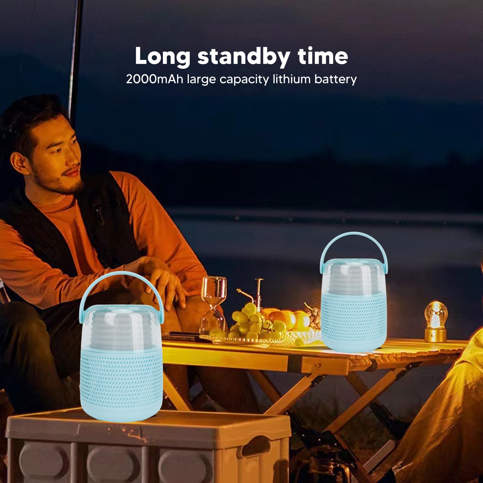 Altoparlante con Luci Colorate RGB Portatile per Karaoke per Feste in Casa con Microfono Wireless (Blu)