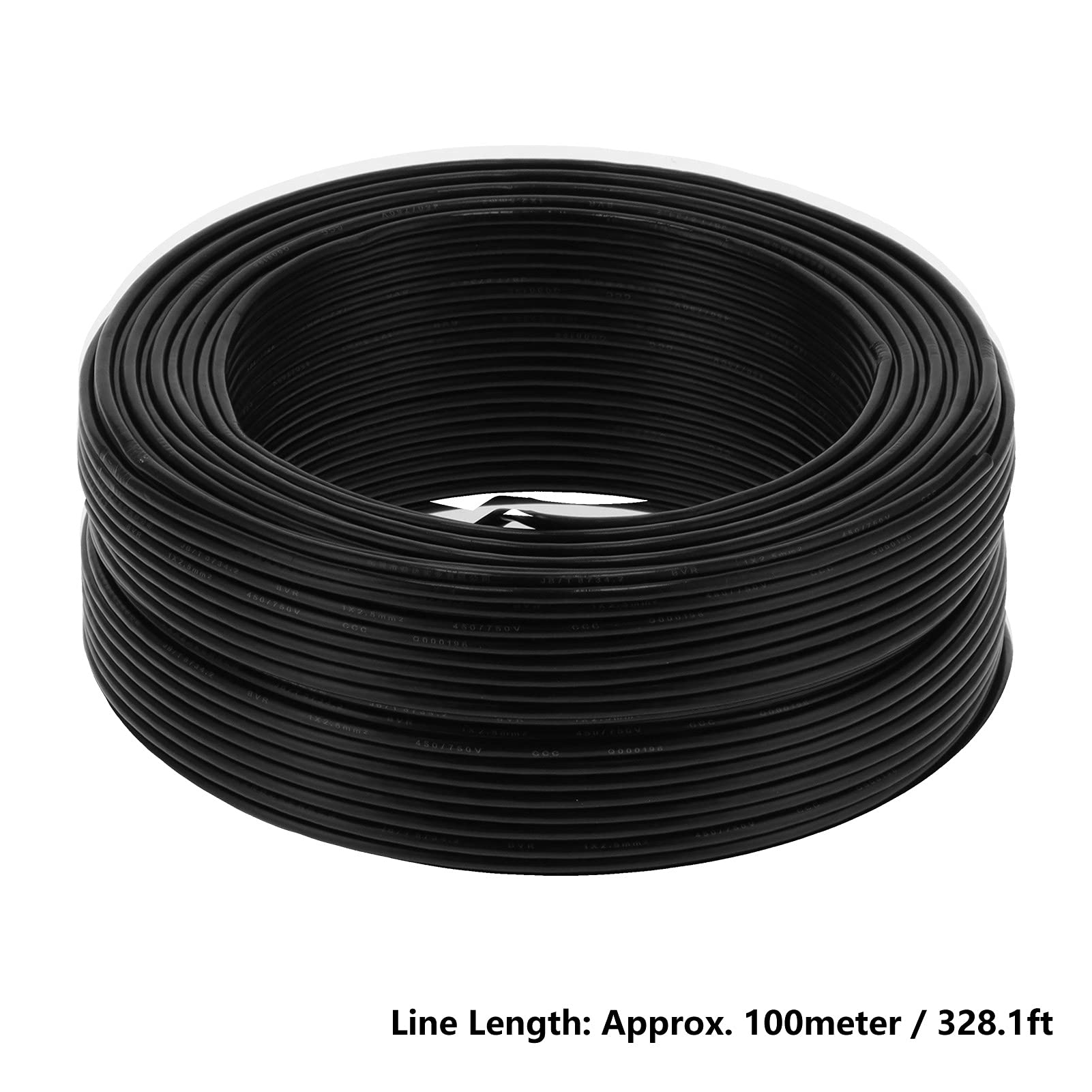 Fafeicy Cable de Cobre PVC BVR 1x2,5mm 19 Núcleos, 100m Negro