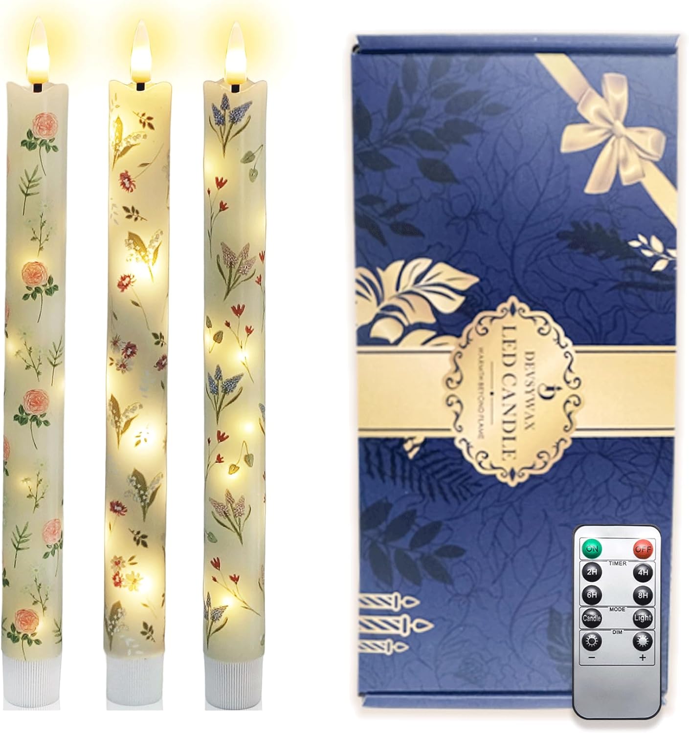 LED Flame Free Candle Set (3-Piece) Remote Controlled Dual-Colour Battery Operated Timed Suitable for Home Decor Weddings Festive Celebrations Christmas Parties（Blend）