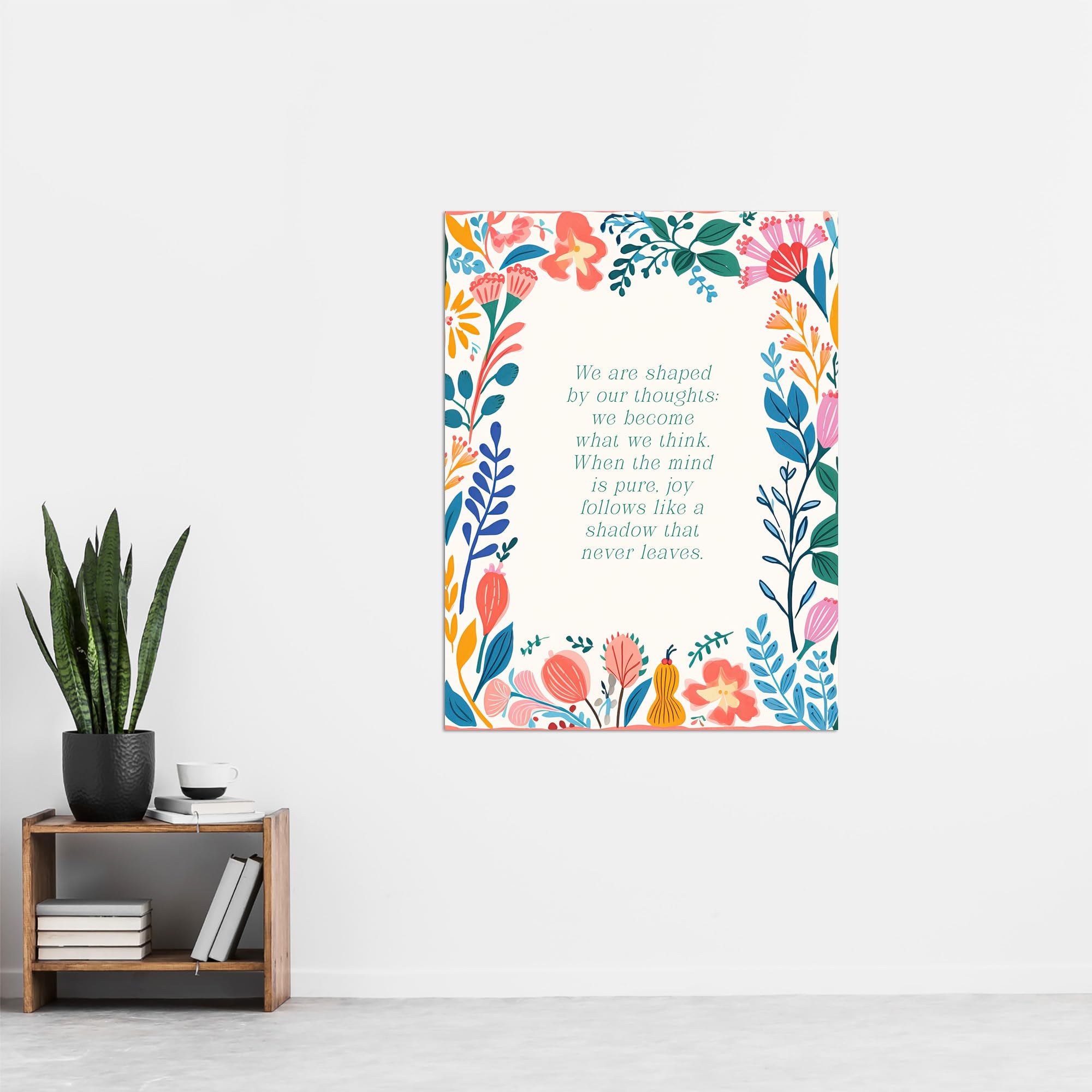 Artery8 Shaped by our Thoughts Buddhist Mindfulness Quote Floral Buddha Meditation Enlightenment Vihara Extra Large XL Wall Art Poster Print - Image 4